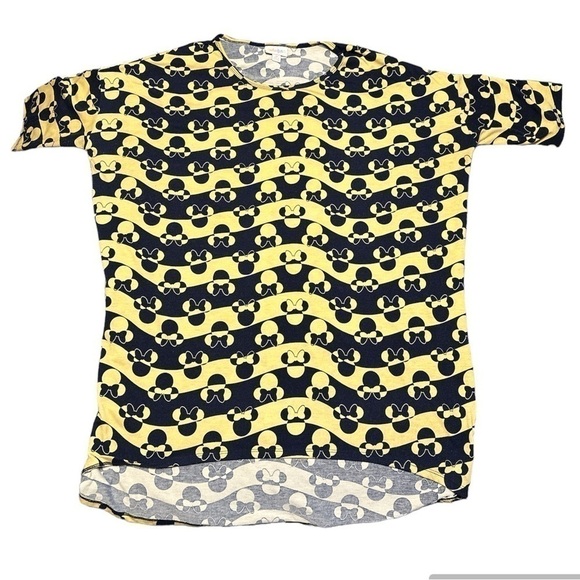 LuLaRoe Tops - LulaRoe Disney Irma Minnie Mickey Mouse Black/Gold High Low Print Size M
